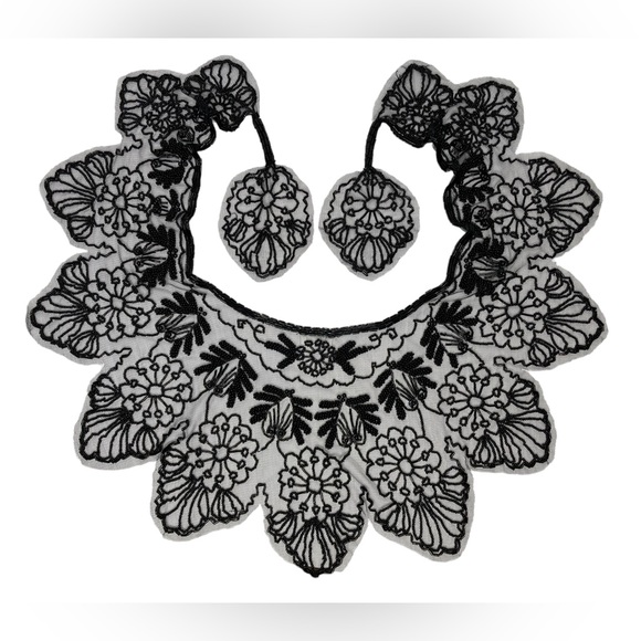 Vintage Black Beaded Mesh Floral Design Bolero Collar Shaw Belt Multi-way Piece - Picture 2 of 16